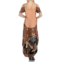 Western Yoke Summer Maxi Dress Cowgirl Drinking Wine Christmas - Wonder Print Shop