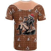 Western Yoke T Shirt Cowgirl Drinking Wine Christmas - Wonder Print Shop