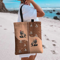 Western Yoke Tote Bag Cowgirl Drinking Wine Christmas - Wonder Print Shop