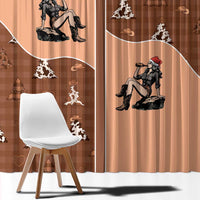 Western Yoke Window Curtain Cowgirl Drinking Wine Christmas - Wonder Print Shop