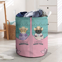 Western Yoke Laundry Basket Meowdy Christmas And A Meow Year - Wonder Print Shop