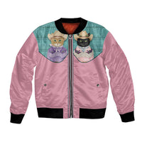 Western Yoke Bomber Jacket Meowdy Christmas And A Meow Year - Wonder Print Shop