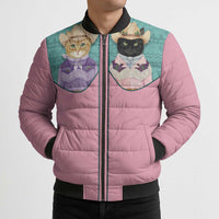 Western Yoke Bomber Puffer Jacket Meowdy Christmas And A Meow Year - Wonder Print Shop