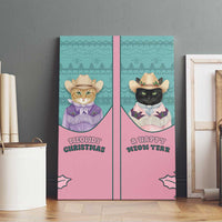 Western Yoke Canvas Wall Art Meowdy Christmas And A Meow Year - Wonder Print Shop