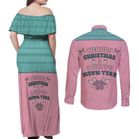 Western Yoke Couples Matching Off Shoulder Maxi Dress and Long Sleeve Button Shirt Meowdy Christmas And A Meow Year - Wonder Print Shop