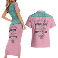 Western Yoke Couples Matching Short Sleeve Bodycon Dress and Hawaiian Shirt Meowdy Christmas And A Meow Year - Wonder Print Shop