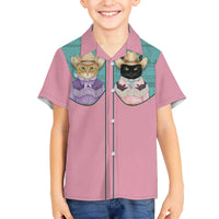 Western Yoke Family Matching Off The Shoulder Long Sleeve Dress and Hawaiian Shirt Meowdy Christmas And A Meow Year - Wonder Print Shop