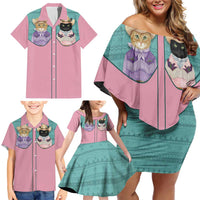 Western Yoke Family Matching Off Shoulder Short Dress and Hawaiian Shirt Meowdy Christmas And A Meow Year - Wonder Print Shop