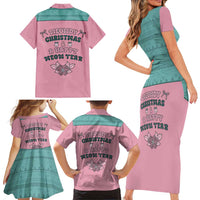 Western Yoke Family Matching Short Sleeve Bodycon Dress and Hawaiian Shirt Meowdy Christmas And A Meow Year - Wonder Print Shop