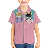 Western Yoke Family Matching Short Sleeve Bodycon Dress and Hawaiian Shirt Meowdy Christmas And A Meow Year - Wonder Print Shop