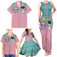 Western Yoke Family Matching Tank Maxi Dress and Hawaiian Shirt Meowdy Christmas And A Meow Year - Wonder Print Shop