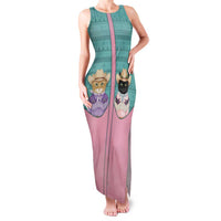 Western Yoke Family Matching Tank Maxi Dress and Hawaiian Shirt Meowdy Christmas And A Meow Year - Wonder Print Shop