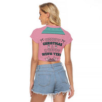 Western Yoke Raglan Cropped T Shirt Meowdy Christmas And A Meow Year - Wonder Print Shop