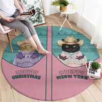 Western Yoke Round Carpet Meowdy Christmas And A Meow Year - Wonder Print Shop