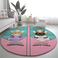 Western Yoke Round Carpet Meowdy Christmas And A Meow Year - Wonder Print Shop