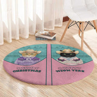 Western Yoke Round Carpet Meowdy Christmas And A Meow Year - Wonder Print Shop