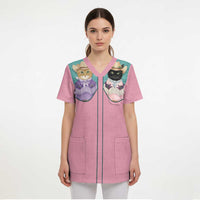 Western Yoke Scrub Top Meowdy Christmas And A Meow Year - Wonder Print Shop