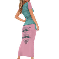 Western Yoke Short Sleeve Bodycon Dress Meowdy Christmas And A Meow Year - Wonder Print Shop