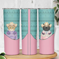 Western Yoke Skinny Tumbler Meowdy Christmas And A Meow Year - Wonder Print Shop