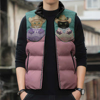 Western Yoke Sleeveless Puffer Jacket Meowdy Christmas And A Meow Year - Wonder Print Shop