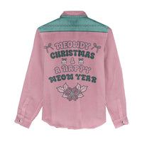 Western Yoke Women Casual Shirt Meowdy Christmas And A Meow Year - Wonder Print Shop