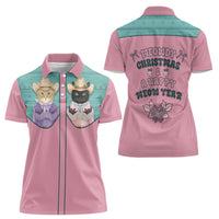 Western Yoke Women Polo Shirt Meowdy Christmas And A Meow Year - Wonder Print Shop