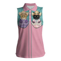 Western Yoke Women Sleeveless Polo Shirt Meowdy Christmas And A Meow Year - Wonder Print Shop