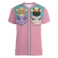 Western Yoke Women V-Neck T-Shirt Meowdy Christmas And A Meow Year - Wonder Print Shop