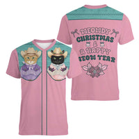 Western Yoke Women V-Neck T-Shirt Meowdy Christmas And A Meow Year - Wonder Print Shop