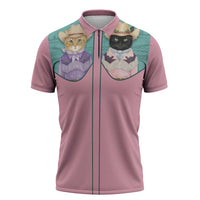 Western Yoke Zipper Polo Shirt Meowdy Christmas And A Meow Year - Wonder Print Shop