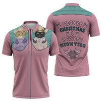 Western Yoke Zipper Polo Shirt Meowdy Christmas And A Meow Year - Wonder Print Shop