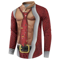 Christmas Costume Button Sweatshirt Muscle Santa - Wonder Print Shop