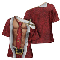 Christmas Costume Cross Shoulder Shirt Muscle Santa - Wonder Print Shop