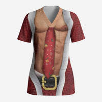 Christmas Costume Scrub Top Muscle Santa - Wonder Print Shop