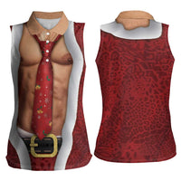 Christmas Costume Women Sleeveless Polo Shirt Muscle Santa - Wonder Print Shop