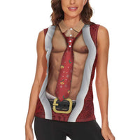 Christmas Costume Women Sleeveless Polo Shirt Muscle Santa - Wonder Print Shop