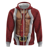 Christmas Costume Zip Hoodie Muscle Santa - Wonder Print Shop