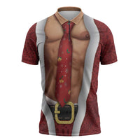 Christmas Costume Zipper Polo Shirt Muscle Santa - Wonder Print Shop