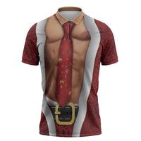 Christmas Costume Zipper Polo Shirt Muscle Santa - Wonder Print Shop