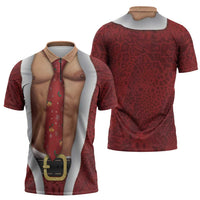 Christmas Costume Zipper Polo Shirt Muscle Santa - Wonder Print Shop