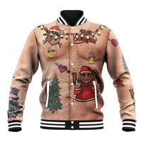 Christmas Costume Baseball Jacket Funny Hairy Body Xmas Tattoo - Wonder Print Shop