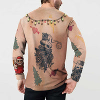 Christmas Costume Button Sweatshirt Funny Hairy Body Xmas Tattoo - Wonder Print Shop