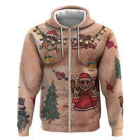 Christmas Costume Hoodie Funny Hairy Body Xmas Tattoo - Wonder Print Shop