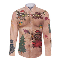 Christmas Costume Long Sleeve Button Shirt Funny Hairy Body Xmas Tattoo - Wonder Print Shop