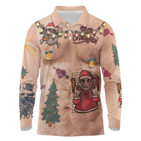Christmas Costume Long Sleeve Polo Shirt Funny Hairy Body Xmas Tattoo - Wonder Print Shop