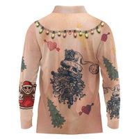 Christmas Costume Long Sleeve Polo Shirt Funny Hairy Body Xmas Tattoo - Wonder Print Shop