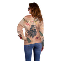 Christmas Costume Off Shoulder Sweater Funny Hairy Body Xmas Tattoo - Wonder Print Shop