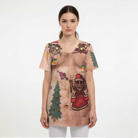 Christmas Costume Scrub Top Funny Hairy Body Xmas Tattoo - Wonder Print Shop