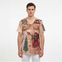 Christmas Costume Scrub Top Funny Hairy Body Xmas Tattoo - Wonder Print Shop