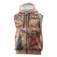 Christmas Costume Sleeveless Zip Hoodie Funny Hairy Body Xmas Tattoo - Wonder Print Shop
